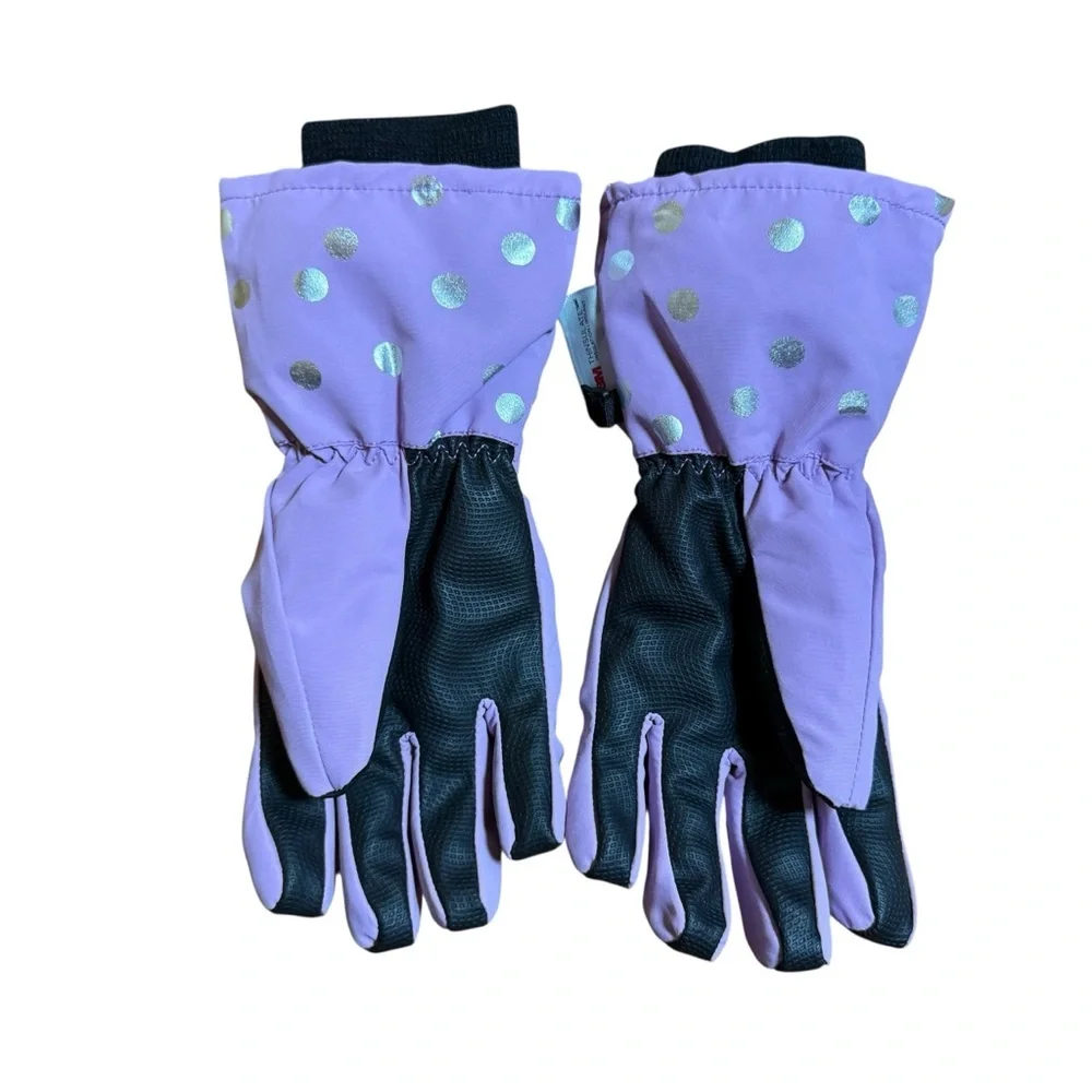 H&M Kids Purple Polka Dot Snow Gloves 3M Thinsulate Winter 8–10Y
